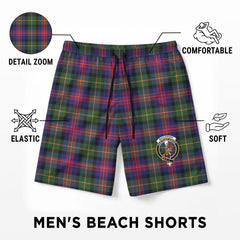 MacLennan Modern Tartan Crest Men's Beach Shorts