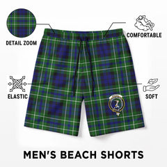 MacNeil of Colonsay Modern Tartan Crest Men's Beach Shorts