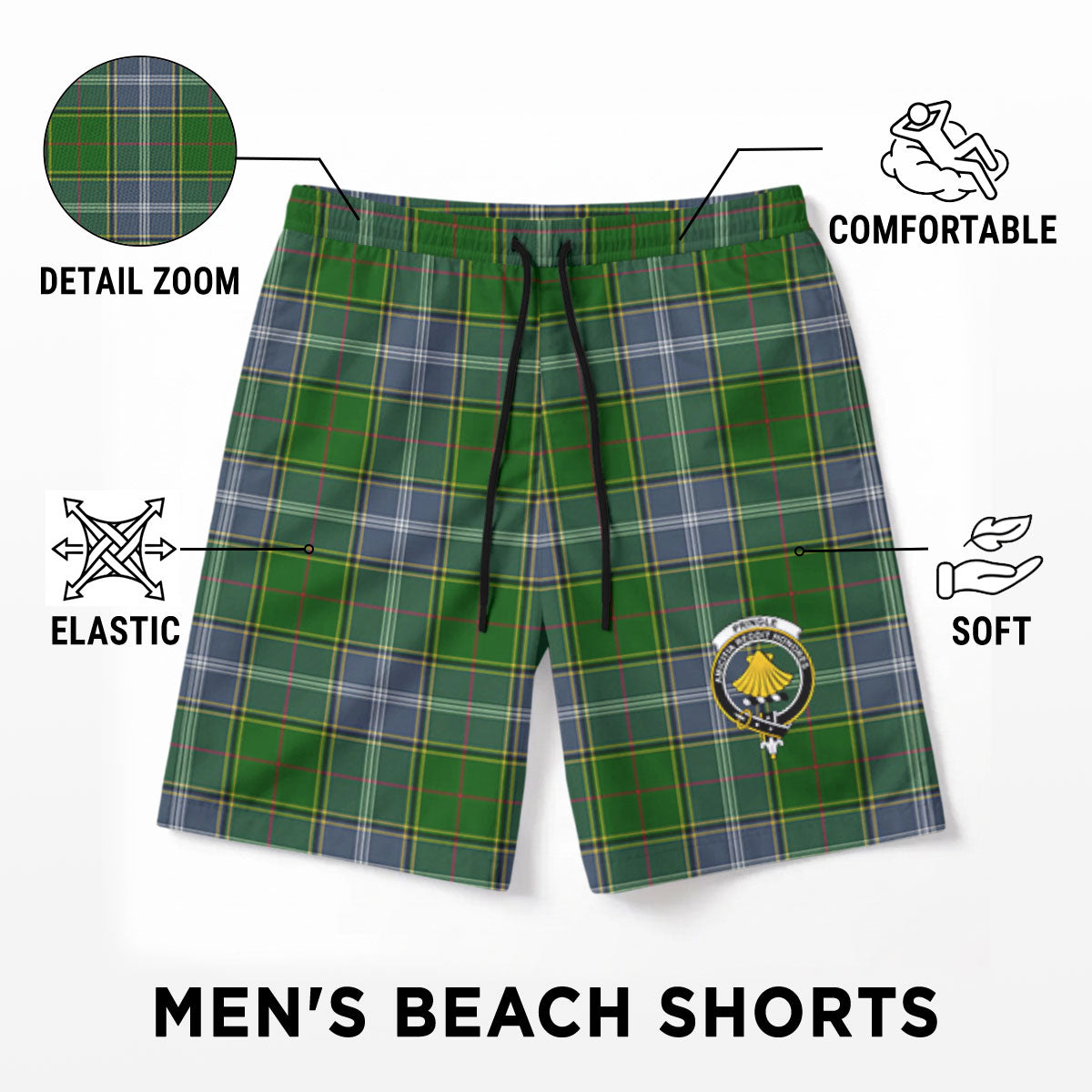 Pringle Tartan Crest Men's Beach Shorts