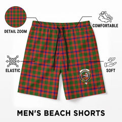 Skene Modern Tartan Crest Men's Beach Shorts