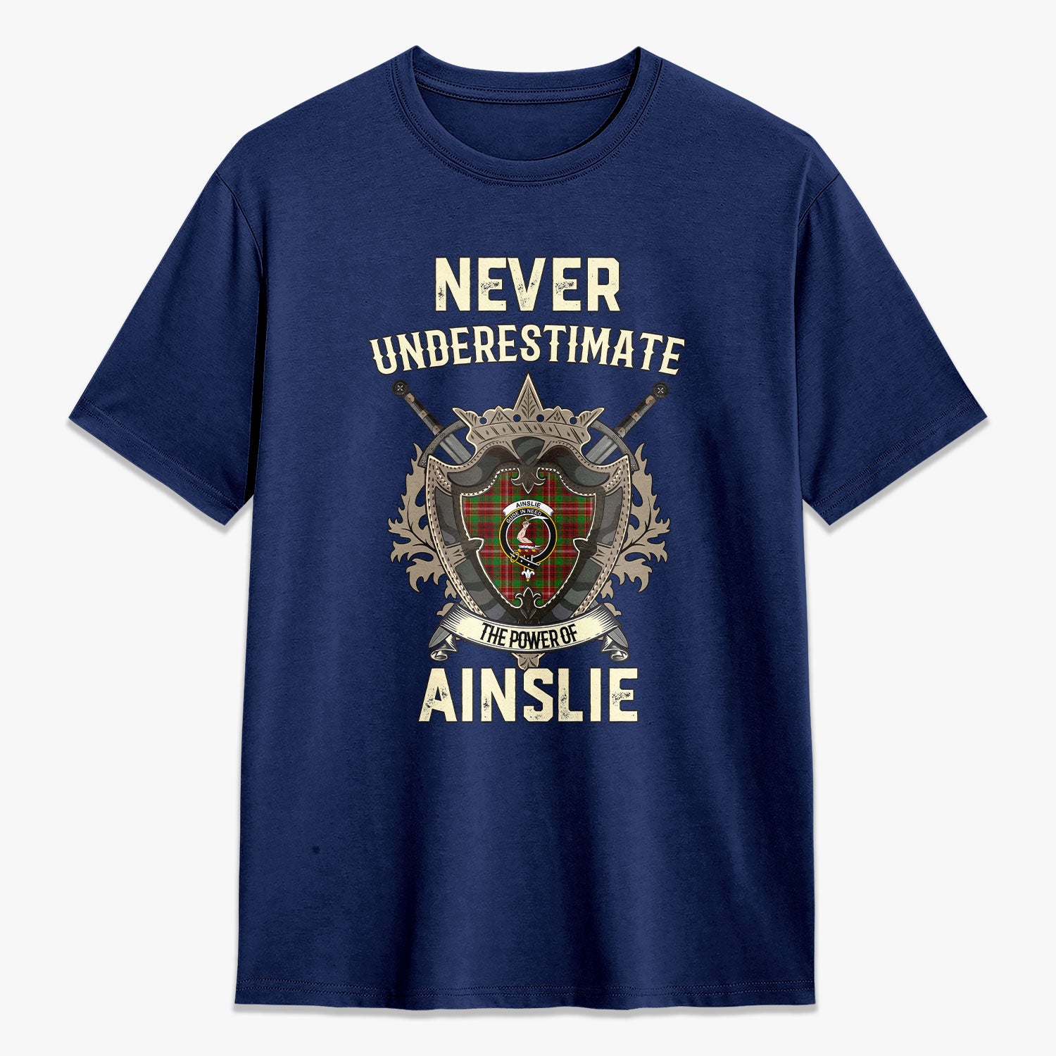 Ainslie Tartan Crest 2D T-shirt - Never Underestimate Style