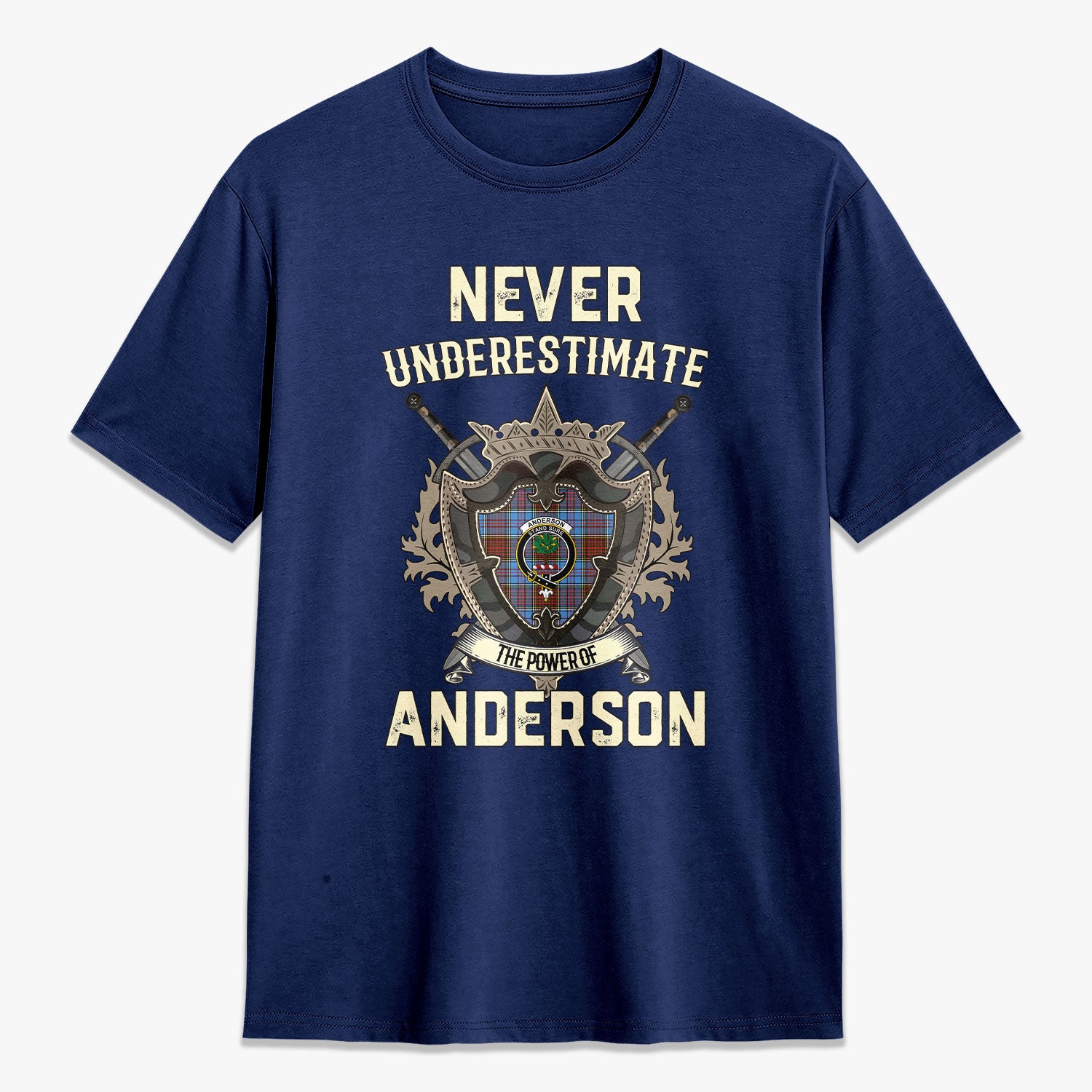 Anderson Modern Tartan Crest 2D T-shirt - Never Underestimate Style