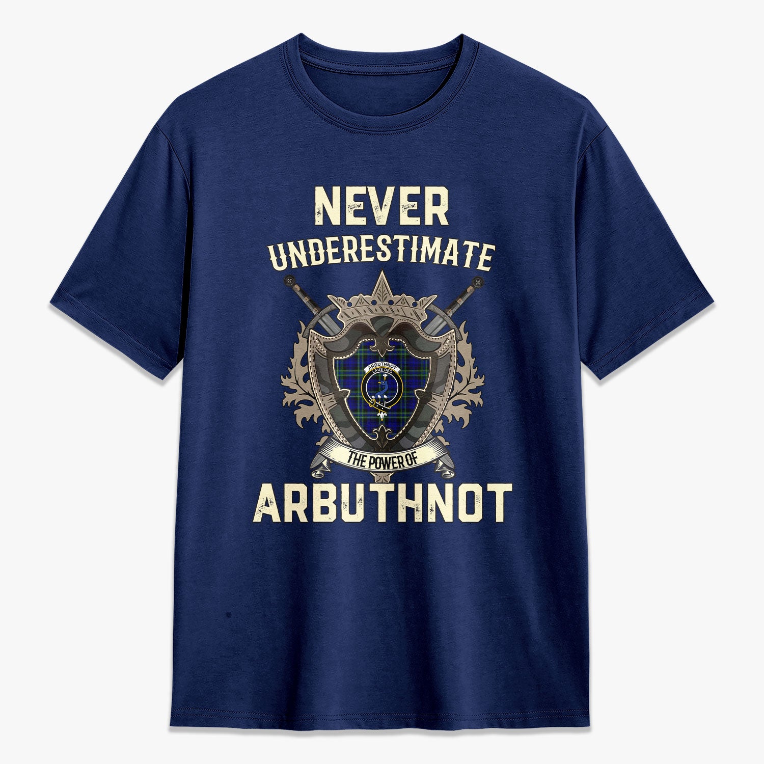 Arbuthnot Modern Tartan Crest 2D T-shirt - Never Underestimate Style