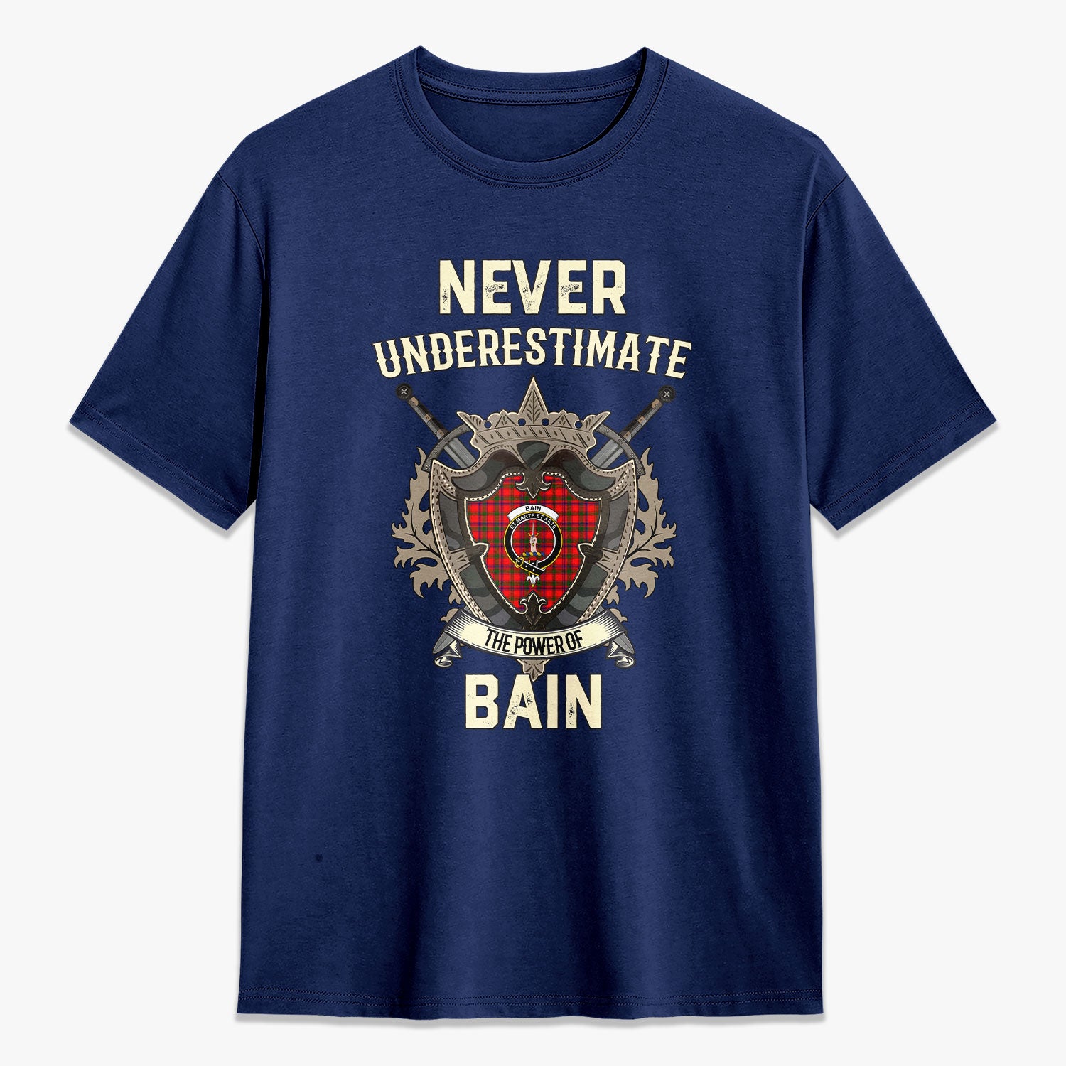 Bain Tartan Crest 2D T-shirt - Never Underestimate Style