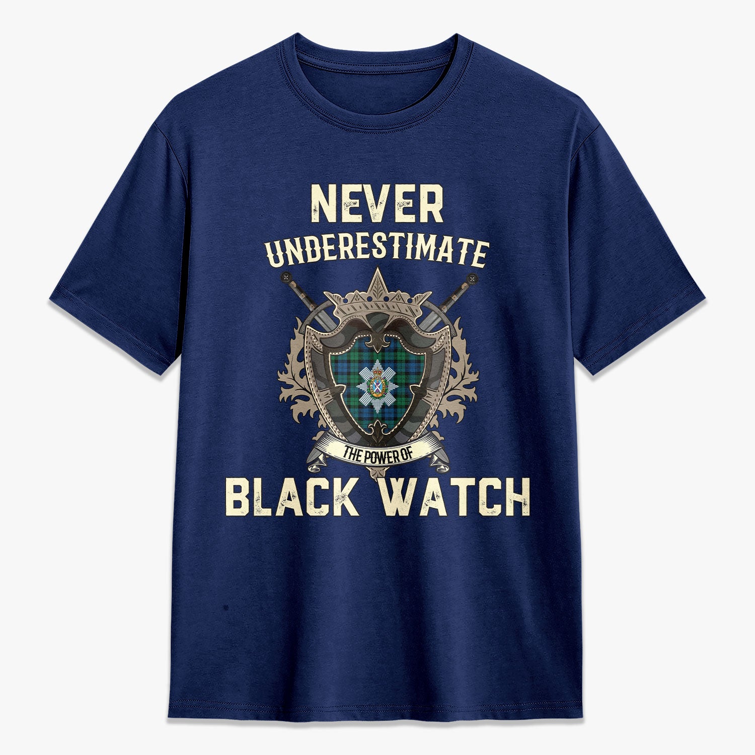 Black Watch Ancient Tartan Crest 2D T-shirt - Never Underestimate Style