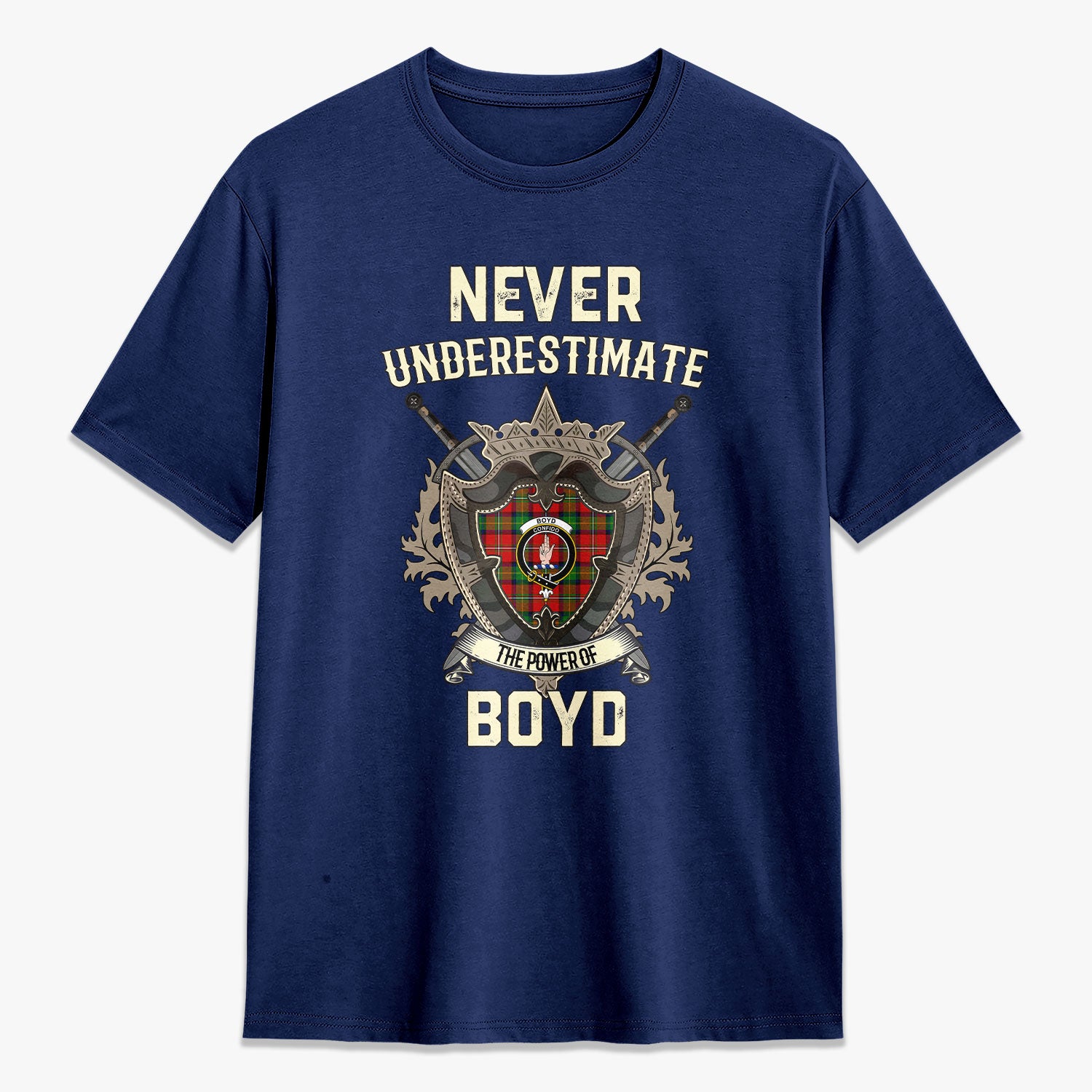 Boyd Modern Tartan Crest 2D T-shirt - Never Underestimate Style