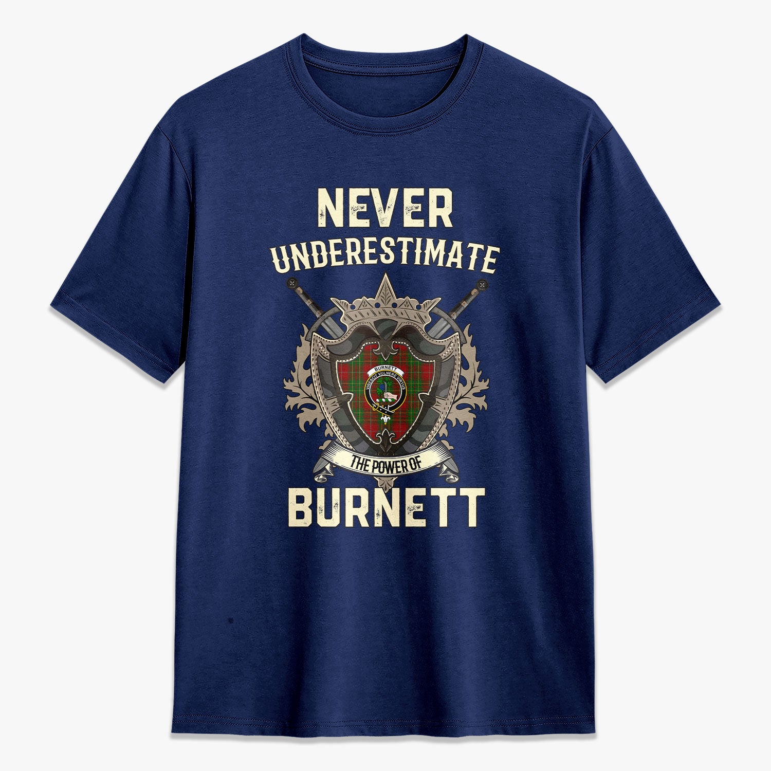 Burnett Tartan Crest 2D T-shirt - Never Underestimate Style