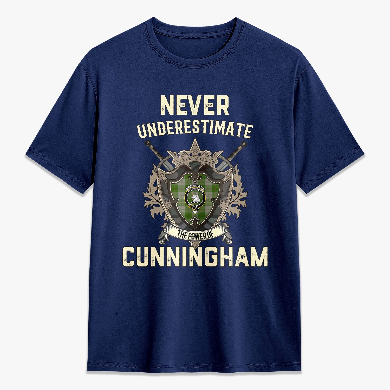 Cunningham Dress Green Dancers Tartan Crest 2D T-shirt - Never Underestimate Style