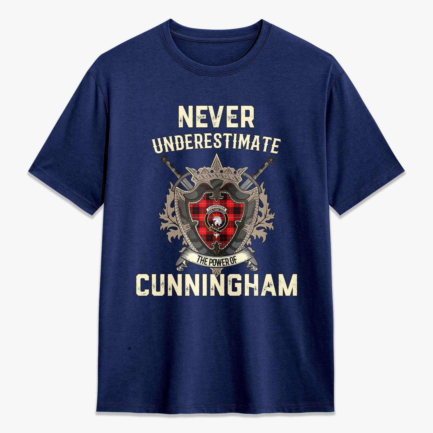 Cunningham Modern Tartan Crest 2D T-shirt - Never Underestimate Style