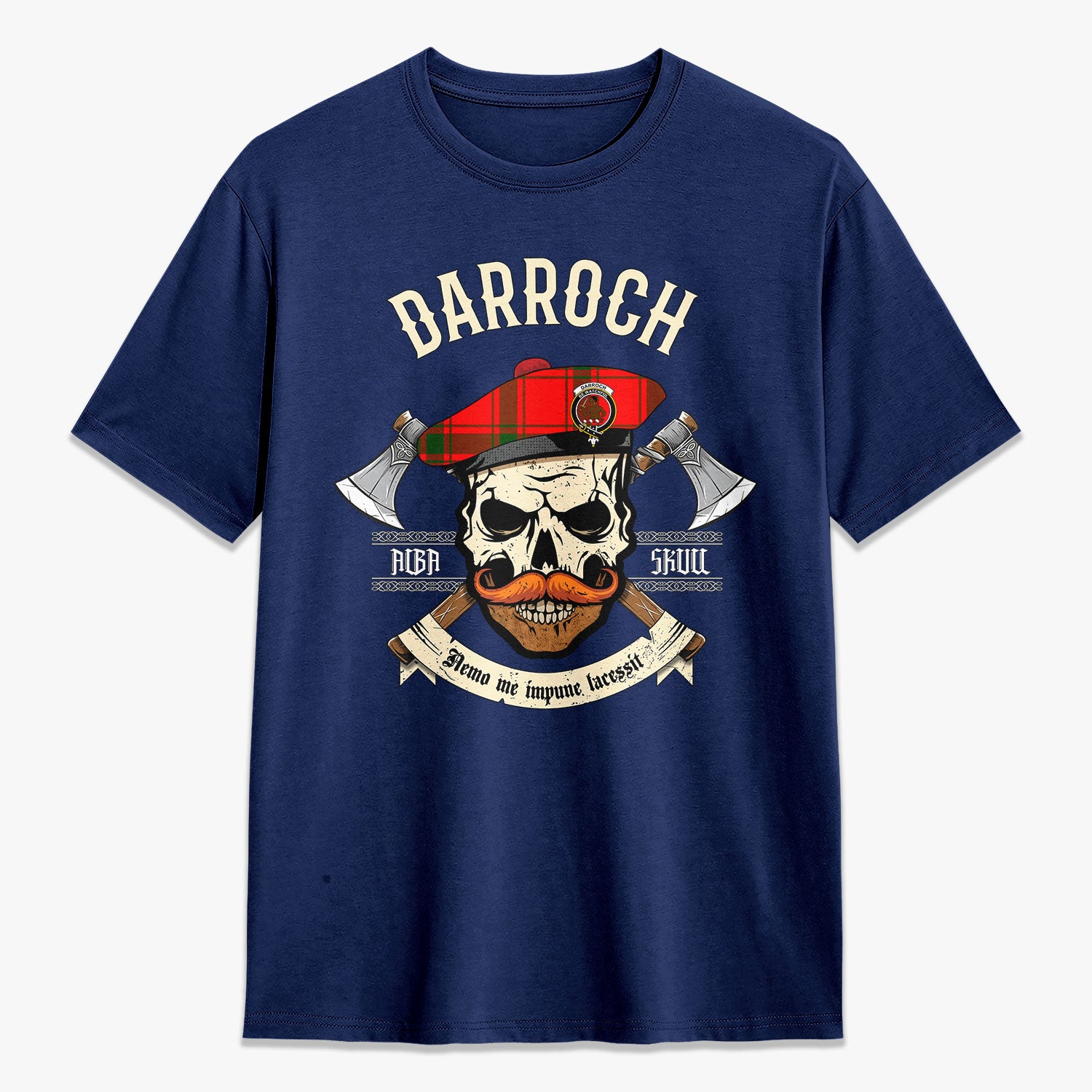 Darroch (Gourock) Tartan Crest 2D T-shirt - Alba Skull Style