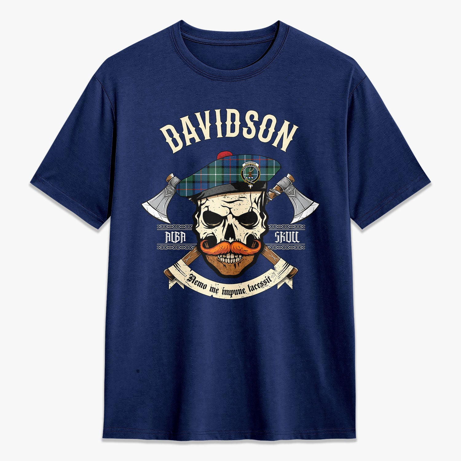 Davidson of Tulloch Tartan Crest 2D T-shirt - Alba Skull Style
