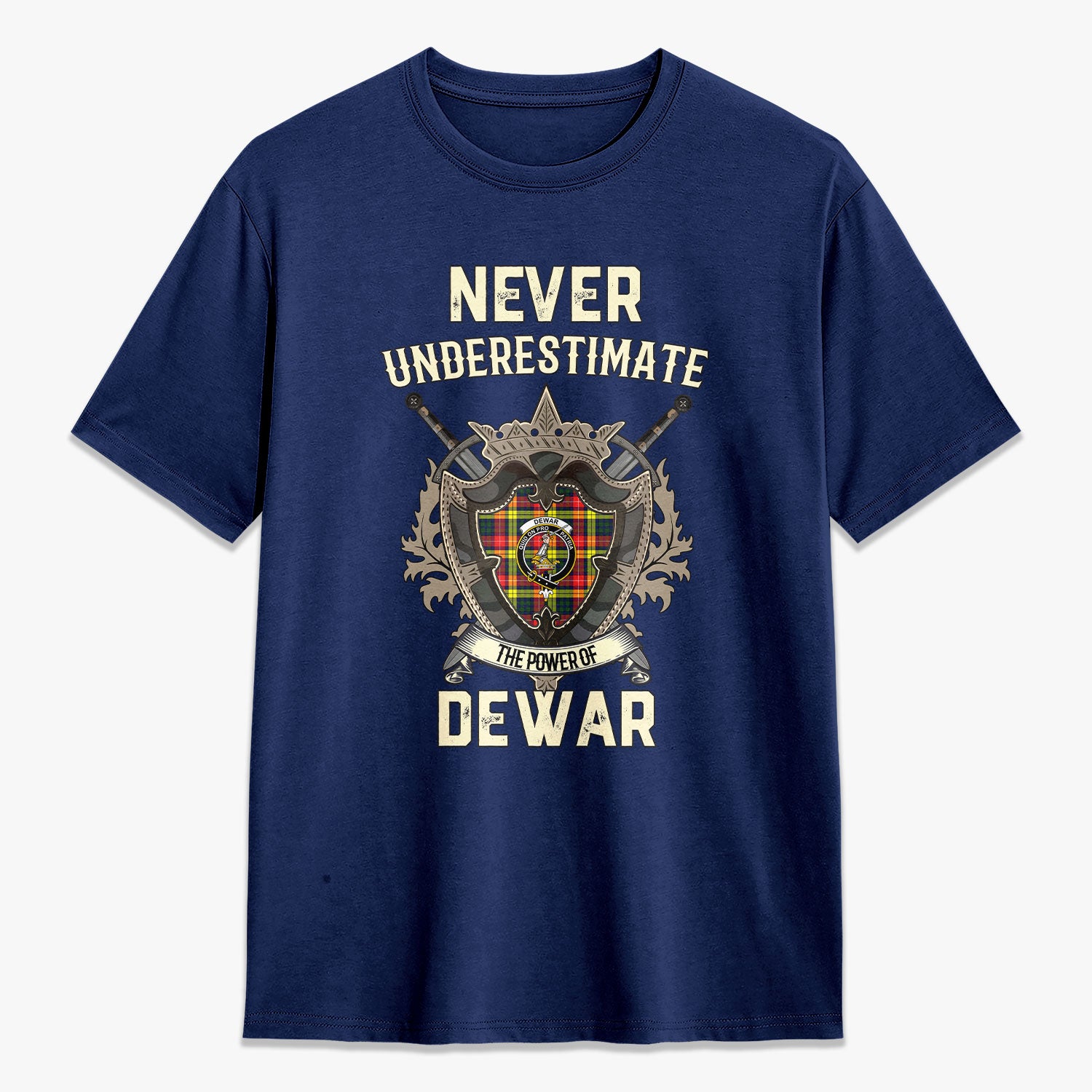 Dewar Tartan Crest 2D T-shirt - Never Underestimate Style