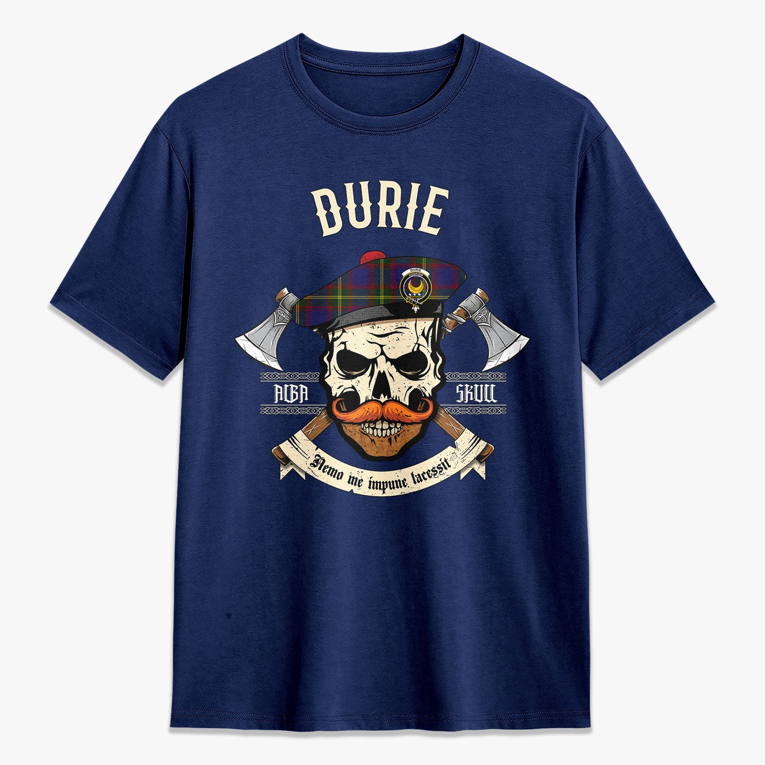 Durie Tartan Crest 2D T-shirt - Alba Skull Style