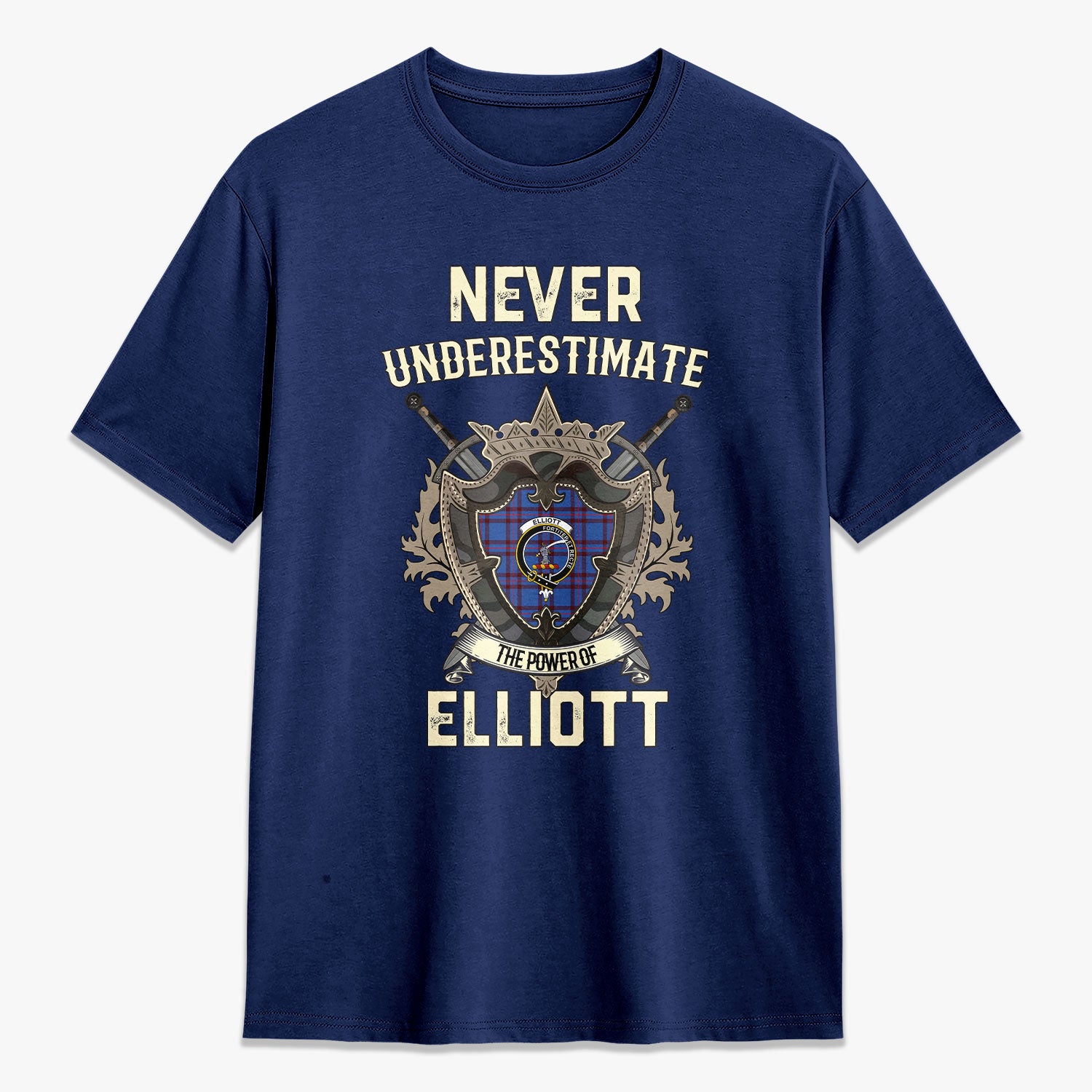 Elliott Modern Tartan Crest 2D T-shirt - Never Underestimate Style