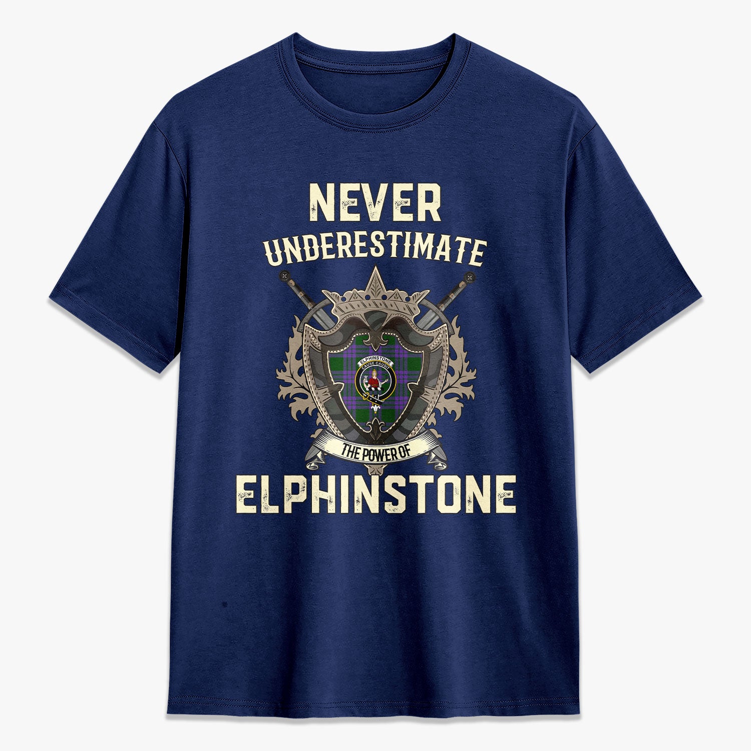 Elphinstone Tartan Crest 2D T-shirt - Never Underestimate Style