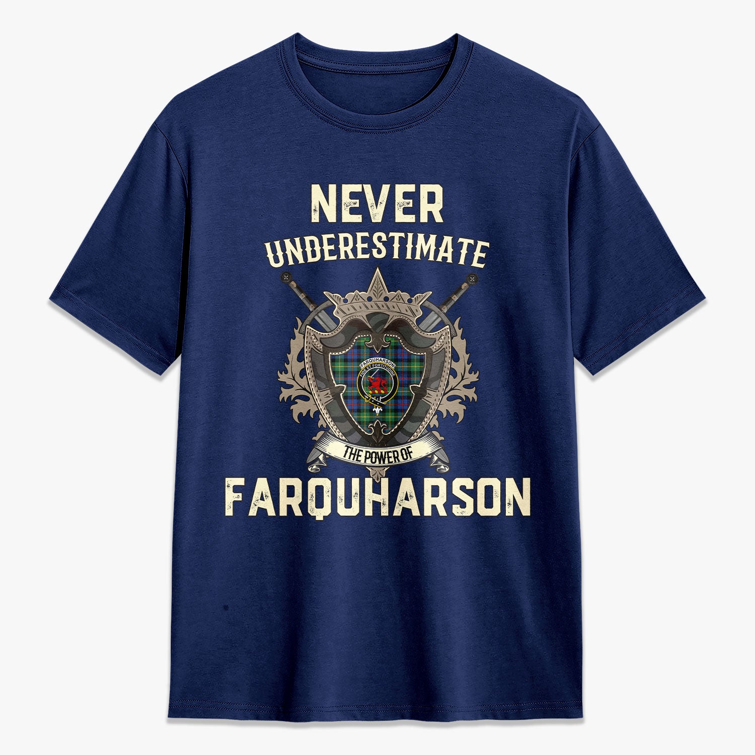 Farquharson Ancient Tartan Crest 2D T-shirt - Never Underestimate Style
