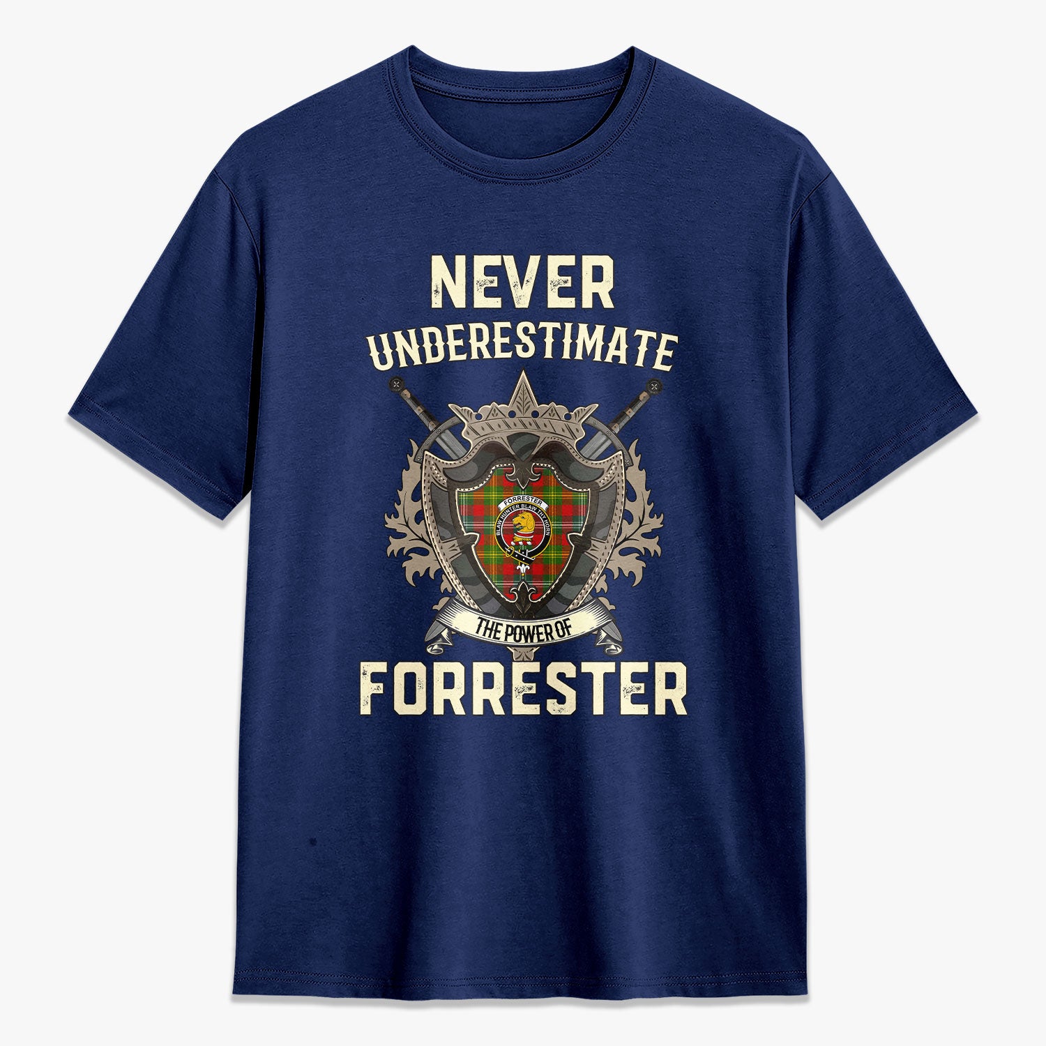 Forrester Tartan Crest 2D T-shirt - Never Underestimate Style