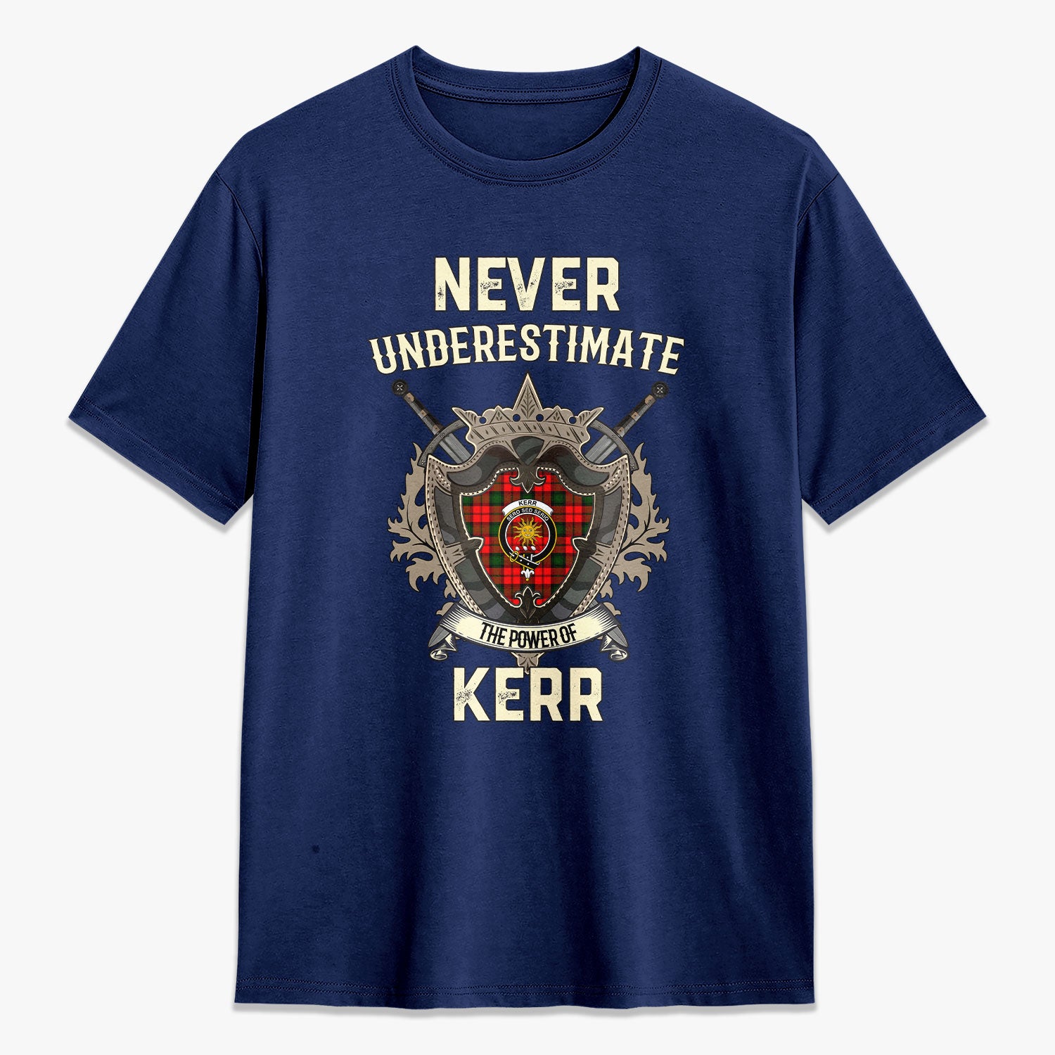Kerr Modern Tartan Crest 2D T-shirt - Never Underestimate Style