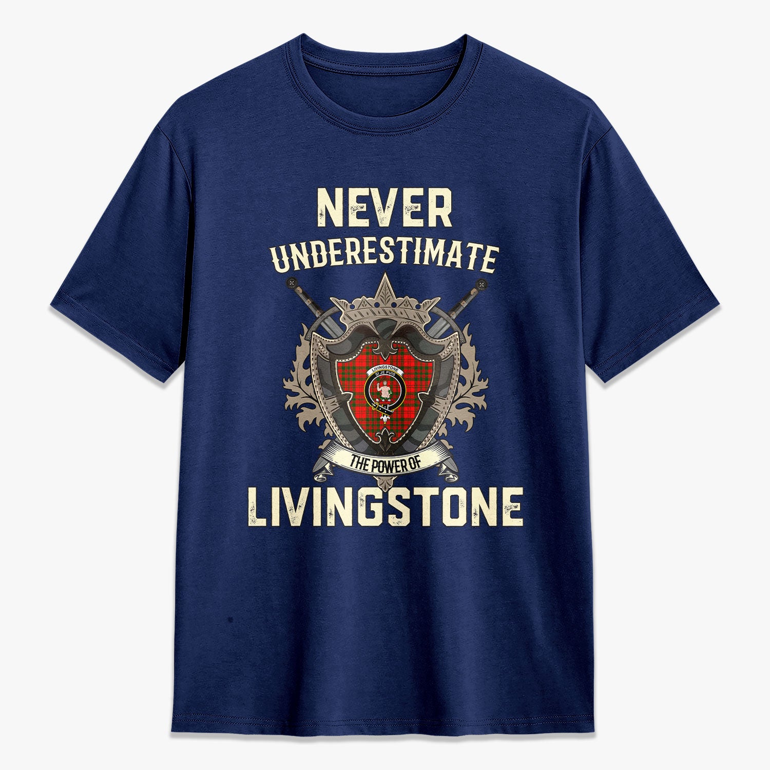 Livingstone Tartan Crest 2D T-shirt - Never Underestimate Style