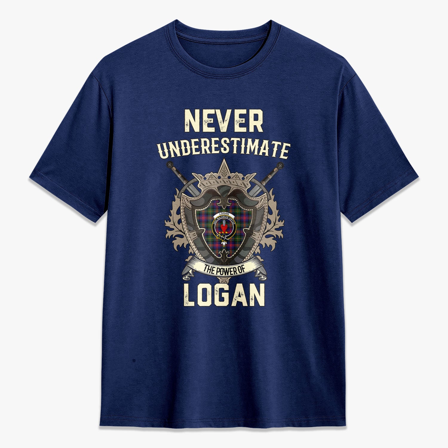 Logan Modern Tartan Crest 2D T-shirt - Never Underestimate Style