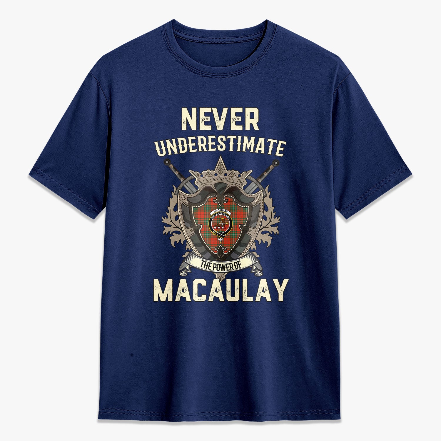 MacAulay Ancient Tartan Crest 2D T-shirt - Never Underestimate Style