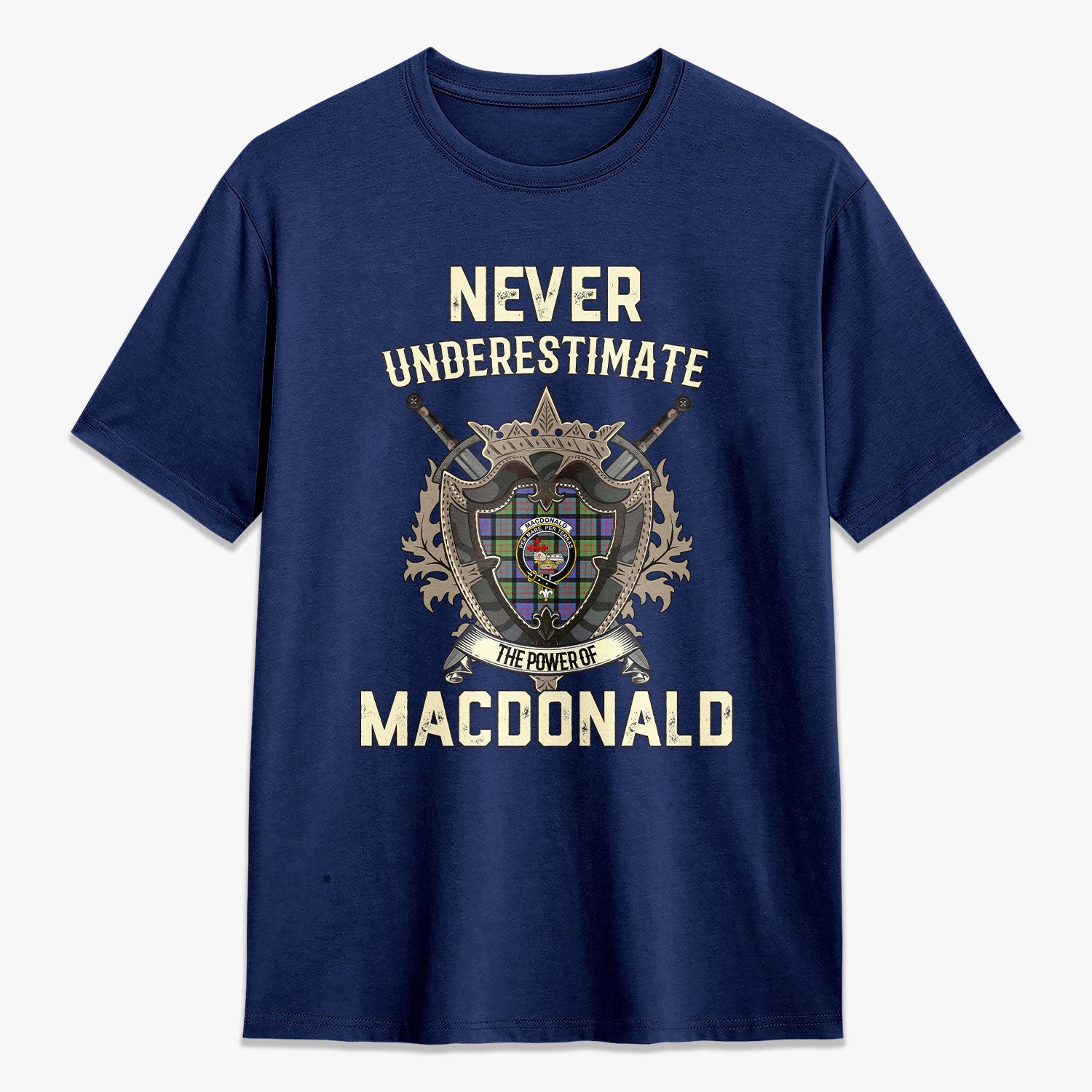 MacDonald Ancient Tartan Crest 2D T-shirt - Never Underestimate Style