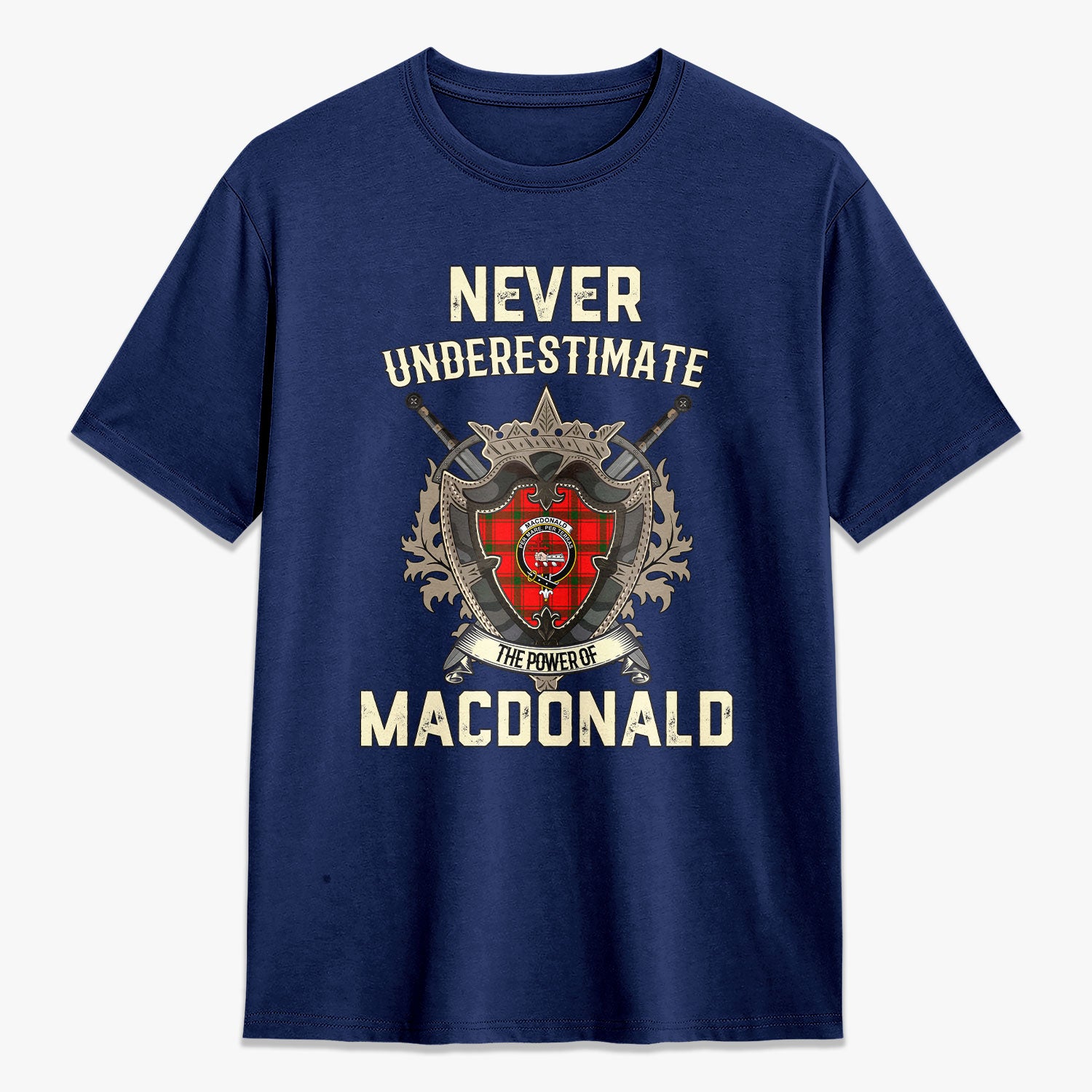 MacDonald of Sleat Tartan Crest 2D T-shirt - Never Underestimate Style