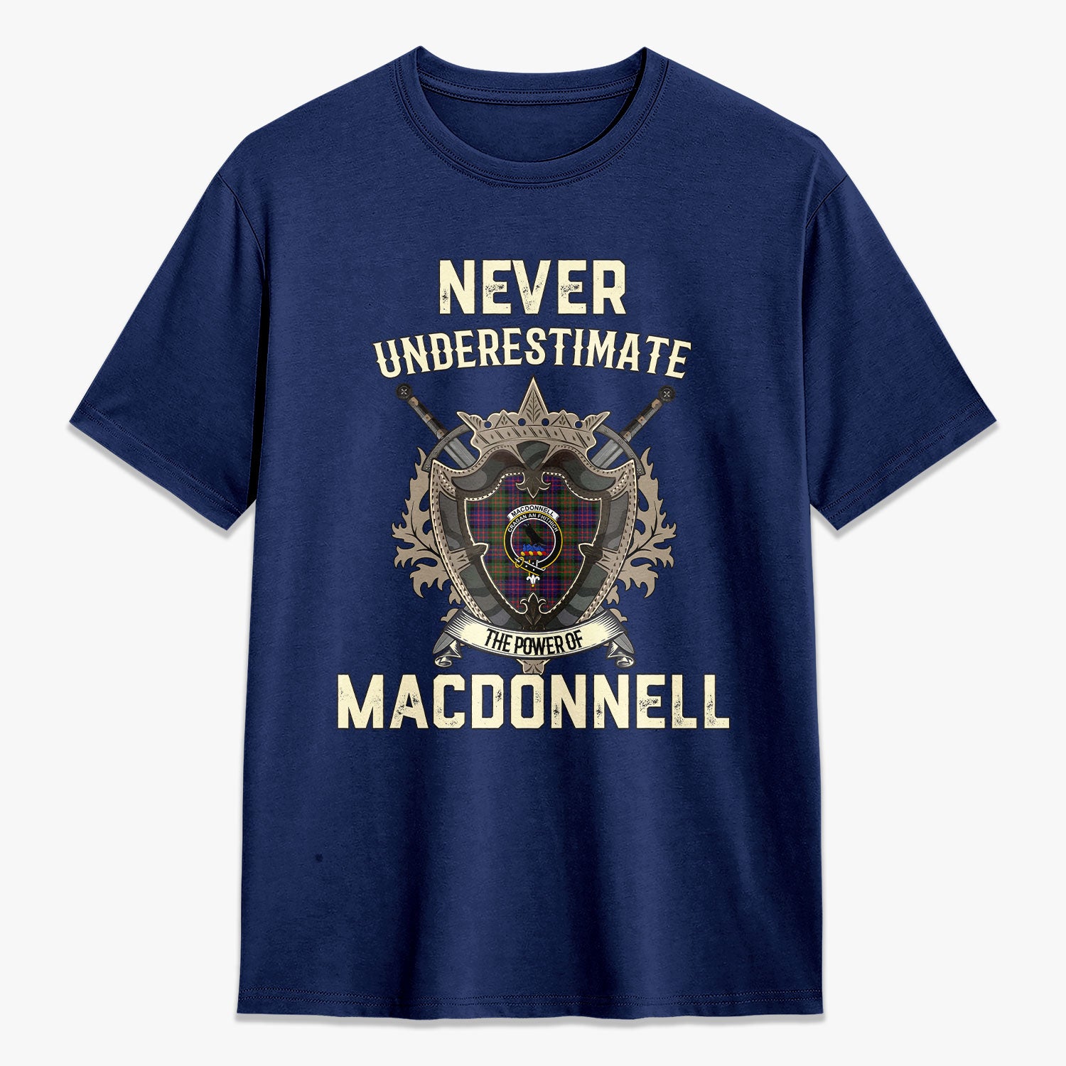MacDonnell of Glengarry Modern Tartan Crest 2D T-shirt - Never Underestimate Style