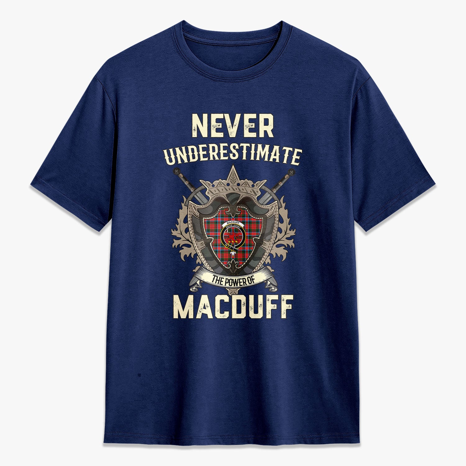 MacDuff Modern Tartan Crest 2D T-shirt - Never Underestimate Style