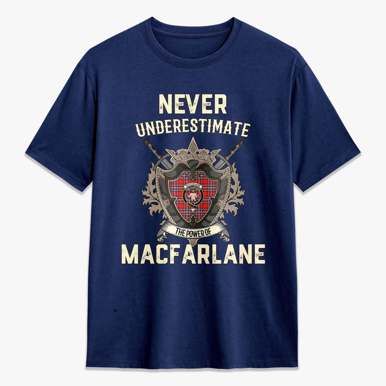 MacFarlane Modern Tartan Crest 2D T-shirt - Never Underestimate Style