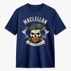 MacLellan Ancient Tartan Crest 2D T-shirt - Alba Skull Style