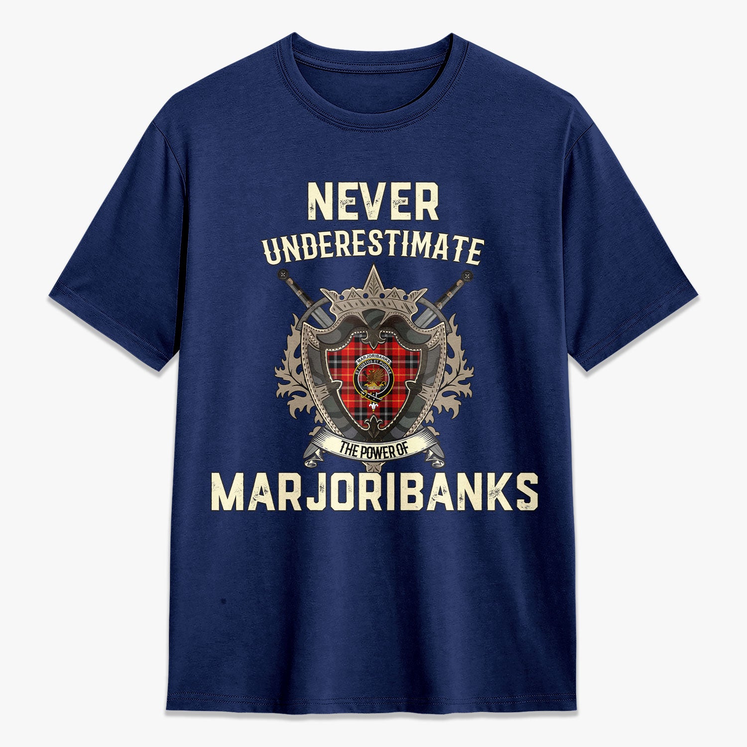 Marjoribanks Tartan Crest 2D T-shirt - Never Underestimate Style