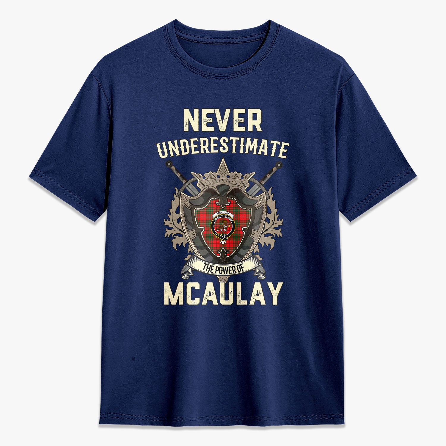 McAulay Modern Tartan Crest 2D T-shirt - Never Underestimate Style