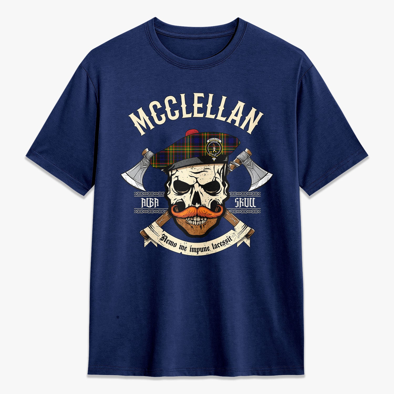 McClellan Modern Tartan Crest 2D T-shirt - Alba Skull Style
