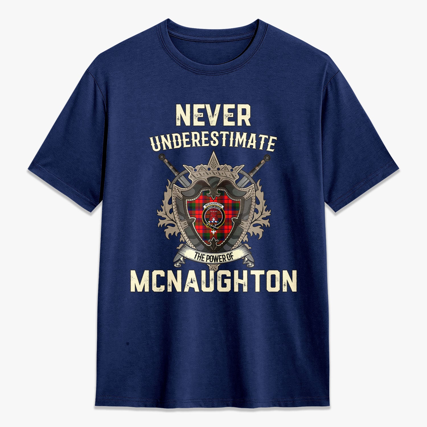 McNaughton Modern Tartan Crest 2D T-shirt - Never Underestimate Style