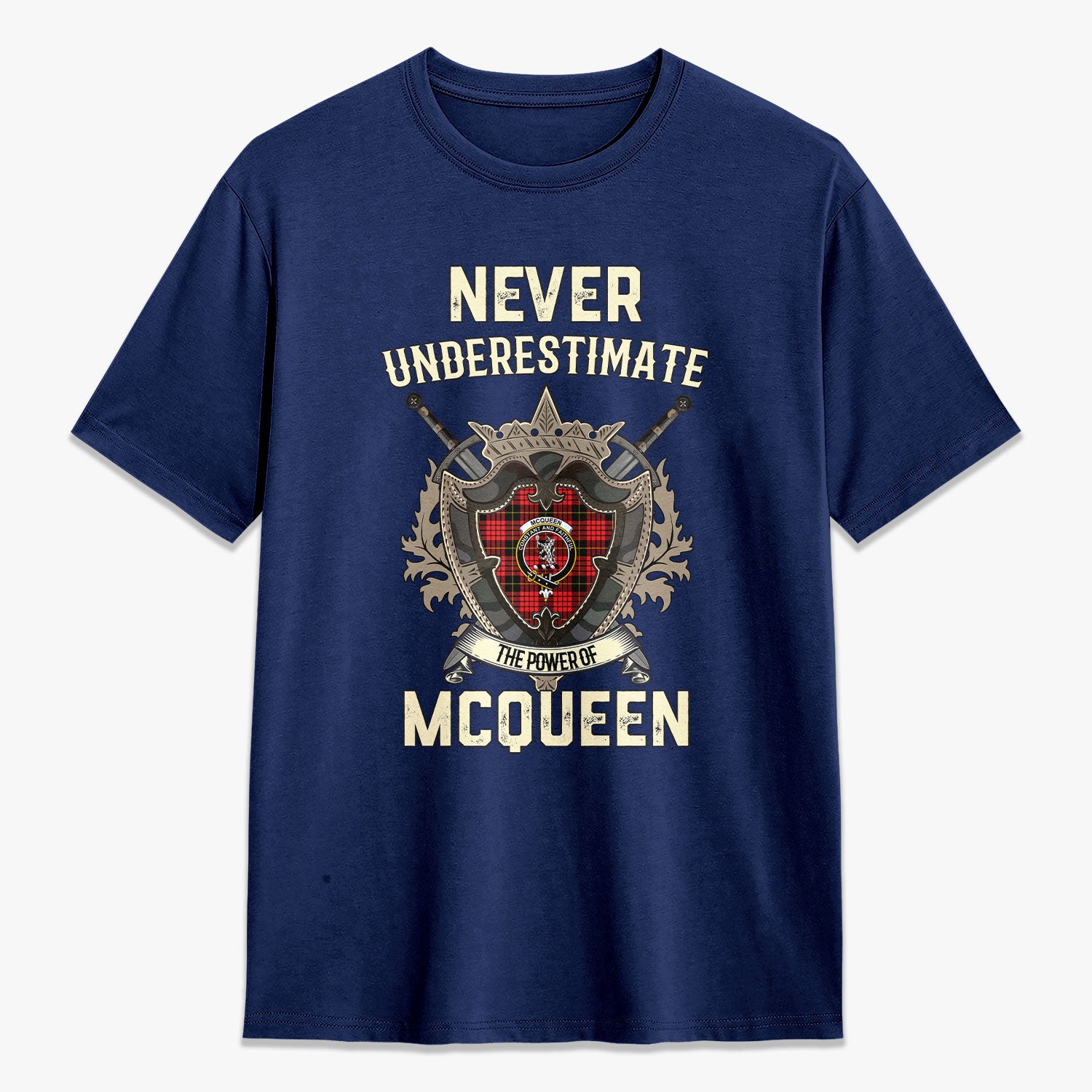 McQueen Modern Tartan Crest 2D T-shirt - Never Underestimate Style