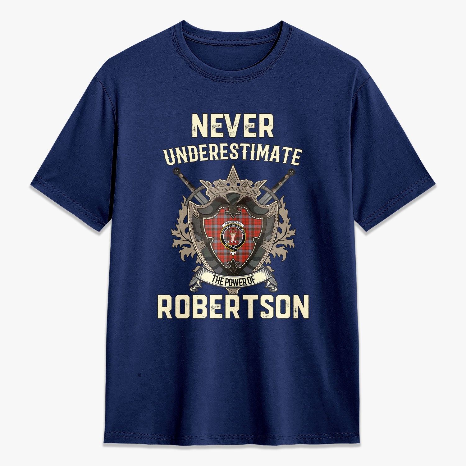 Robertson Weathered Tartan Crest 2D T-shirt - Never Underestimate Style