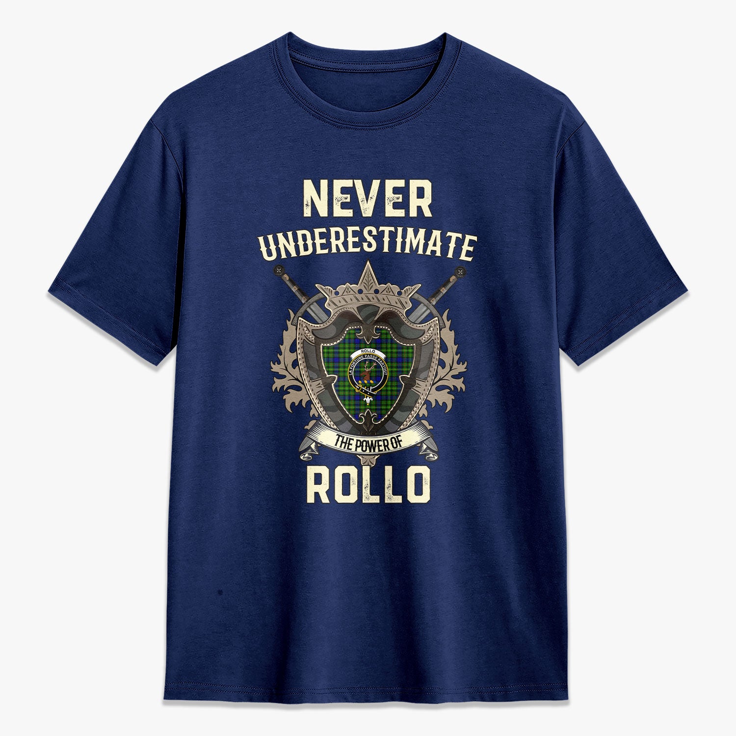 Rollo Modern Tartan Crest 2D T-shirt - Never Underestimate Style