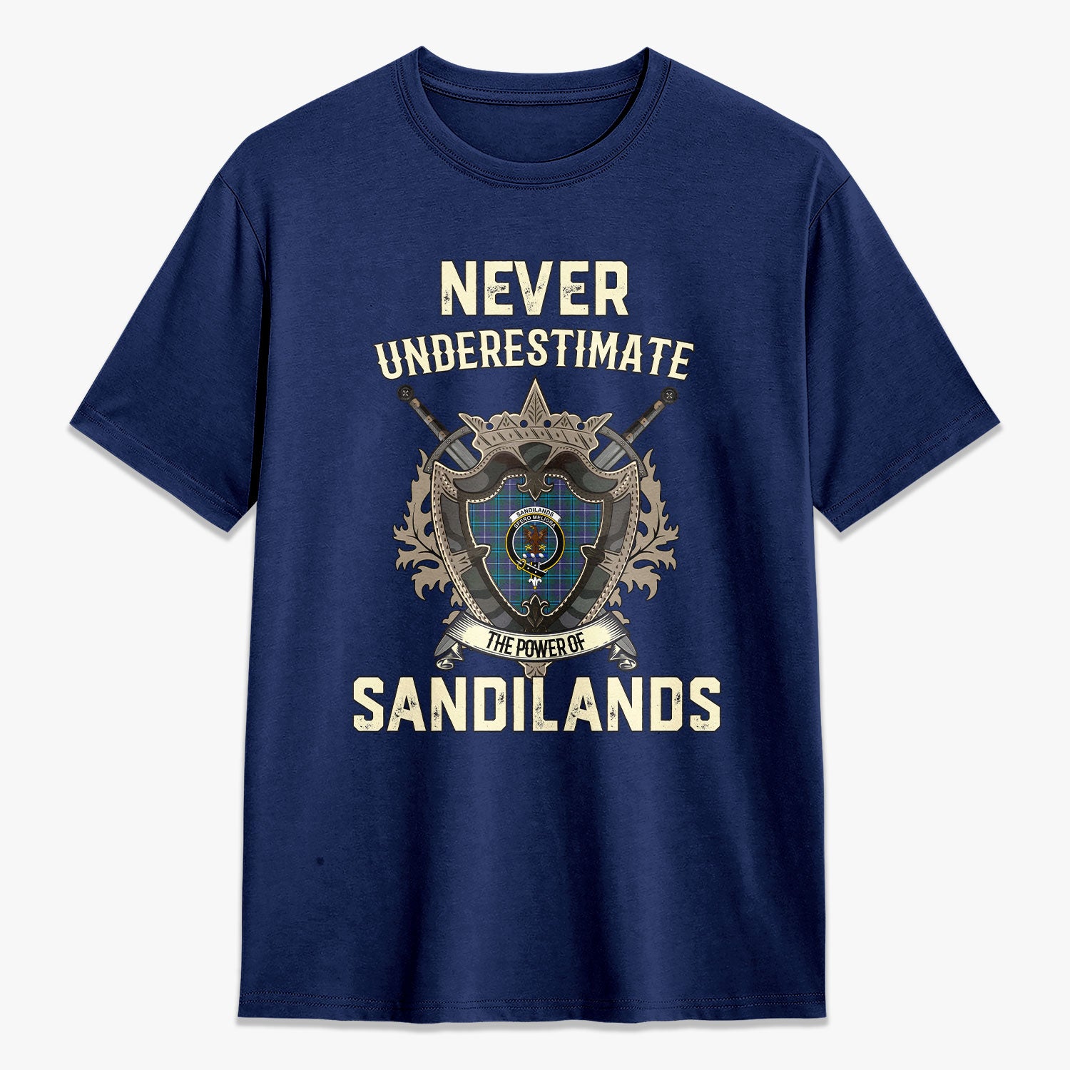 Sandilands Tartan Crest 2D T-shirt - Never Underestimate Style
