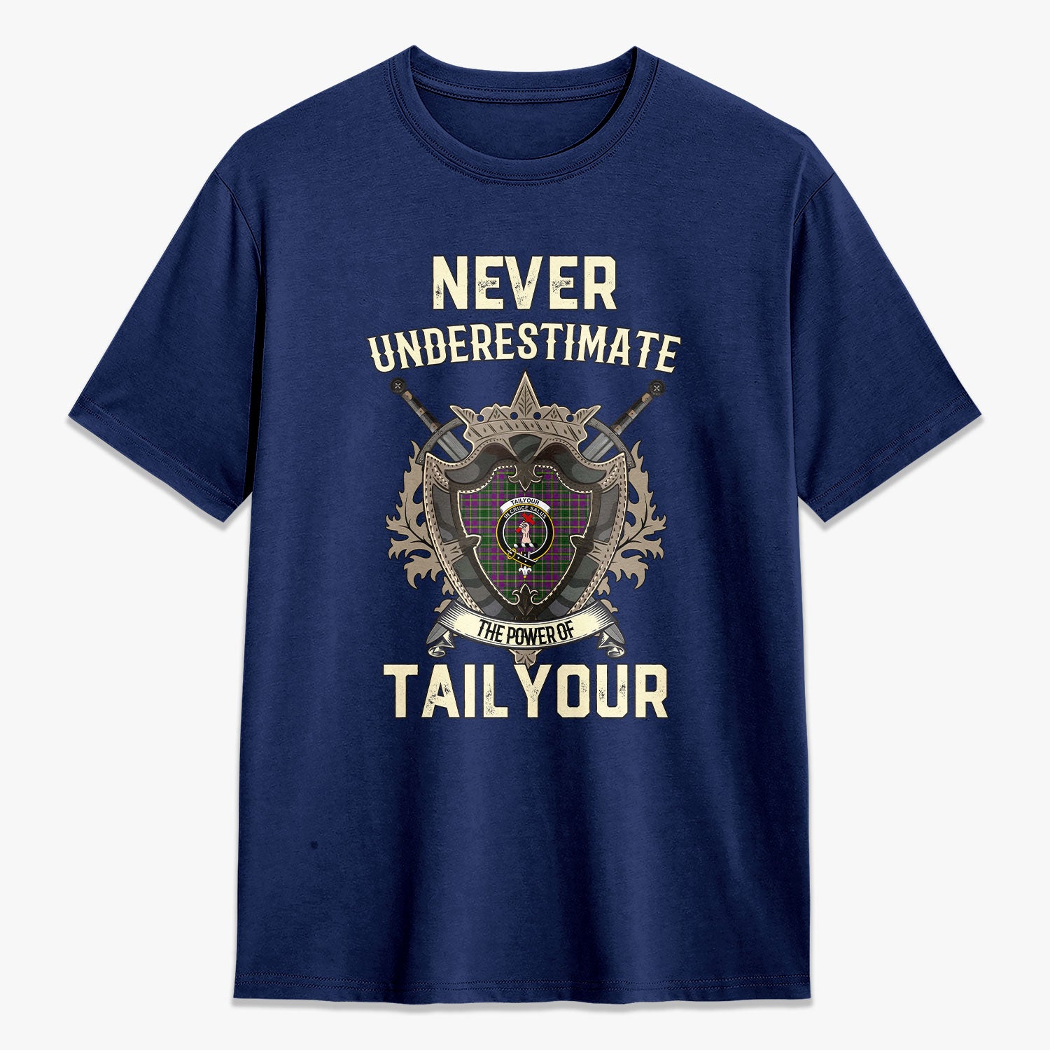 Tailyour (or Taylor) Tartan Crest 2D T-shirt - Never Underestimate Style