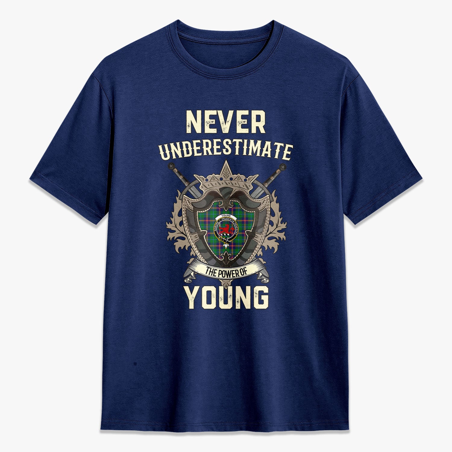 Young Modern Tartan Crest 2D T-shirt - Never Underestimate Style