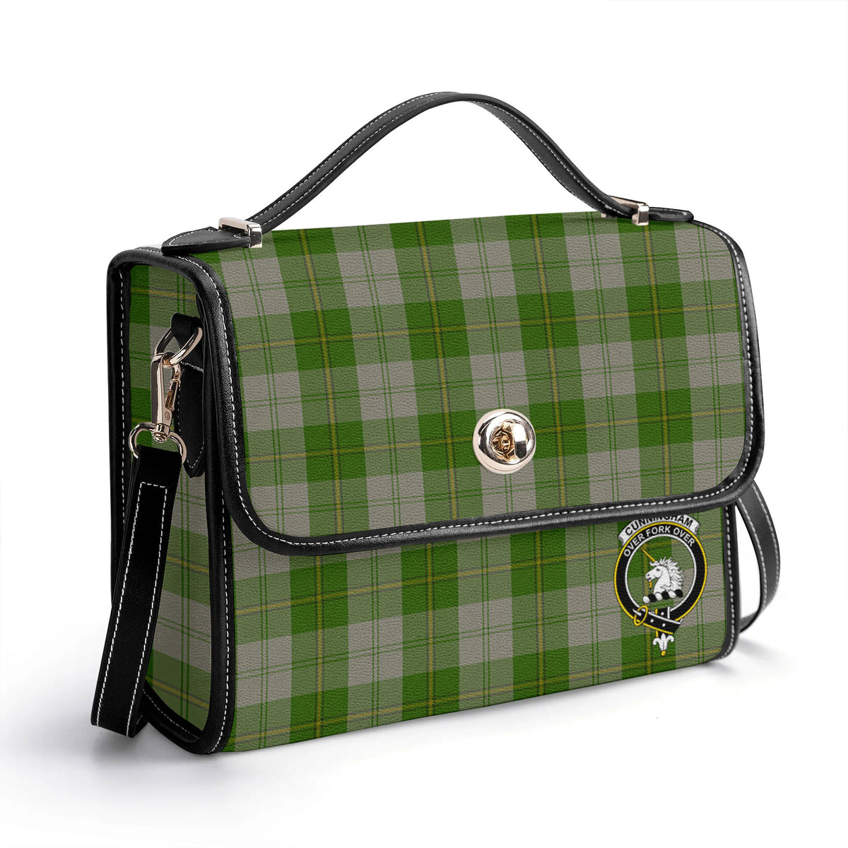 Cunningham Dress Green Dancers Tartan Crest Satchel Bag