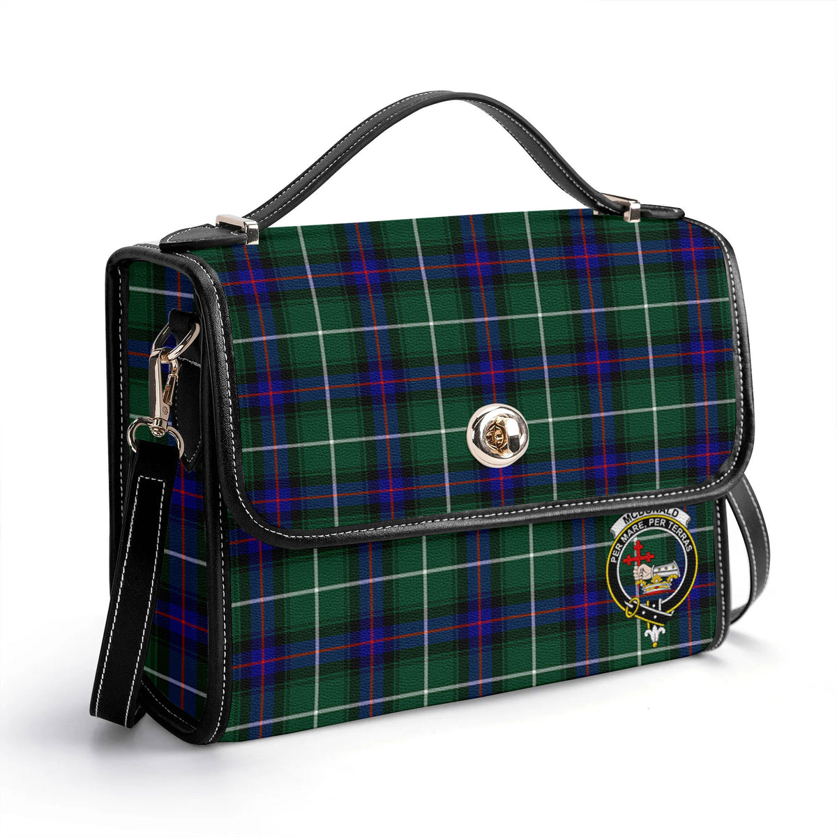 McDonald of the Isles Hunting Modern Tartan Crest Satchel Bag