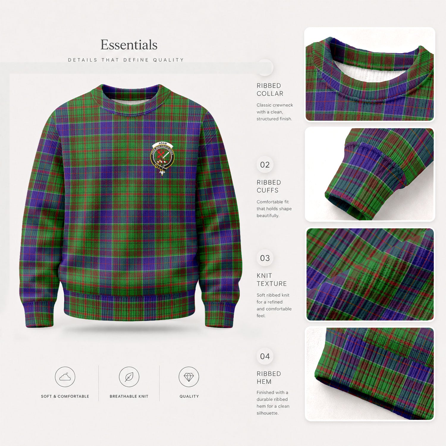 Adam Tartan Crest Sweater