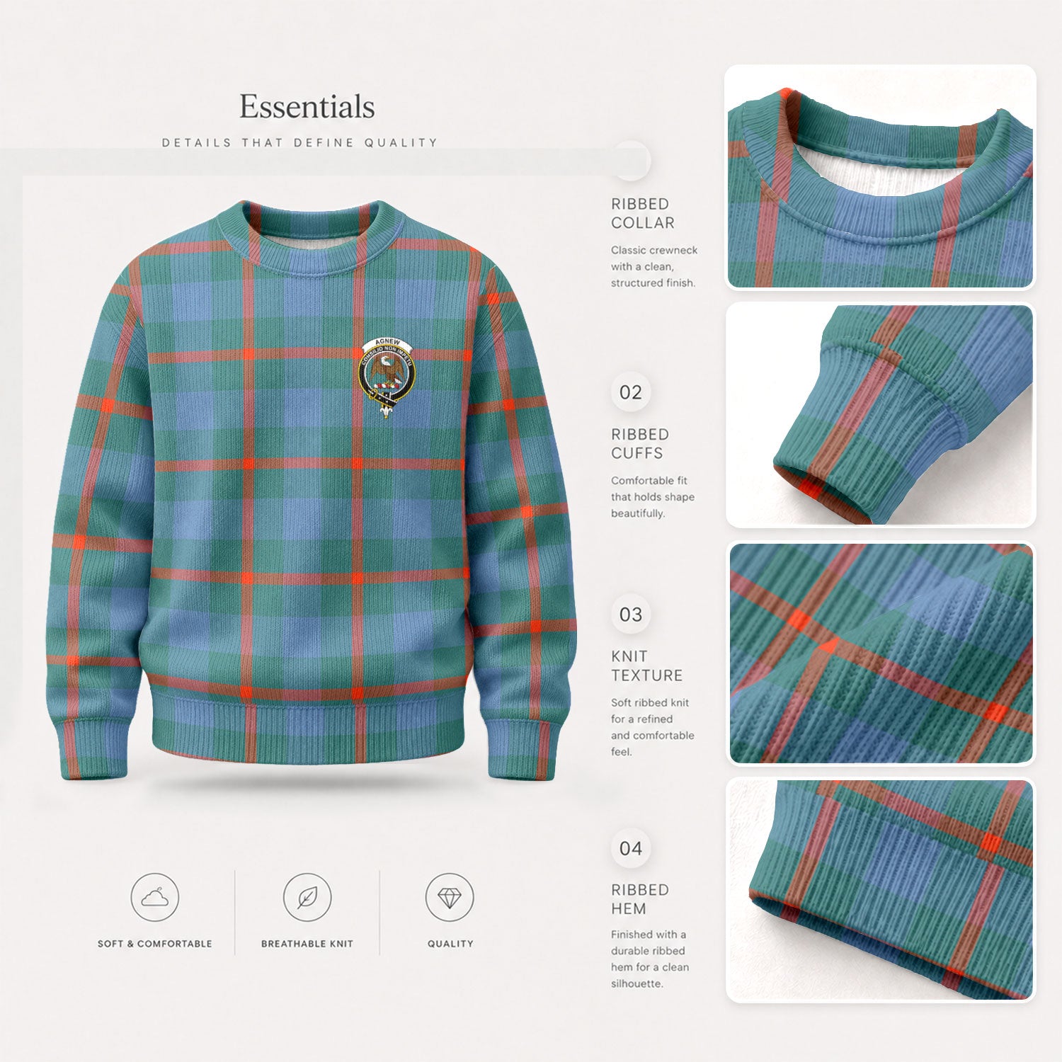 Agnew Ancient Tartan Crest Sweater