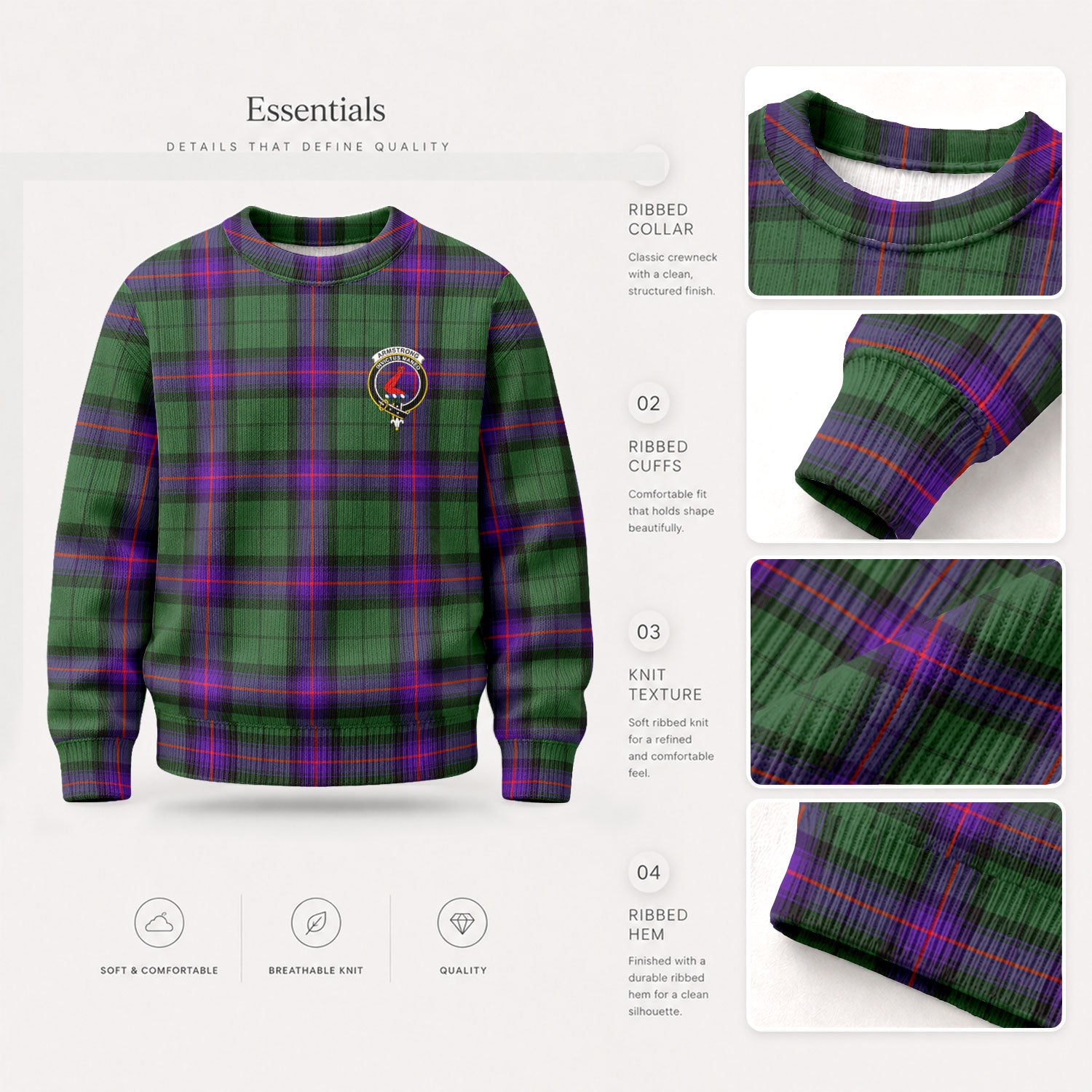 Armstrong Modern Tartan Crest Sweater