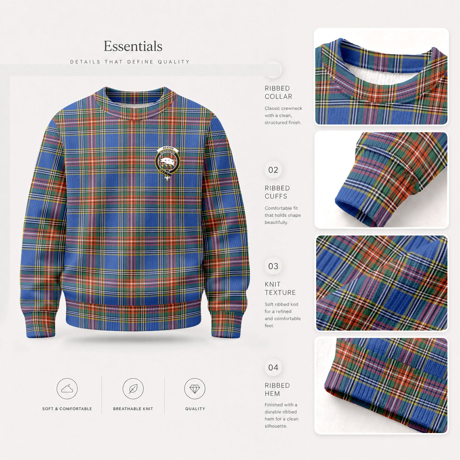 Beaton Ancient Tartan Crest Sweater