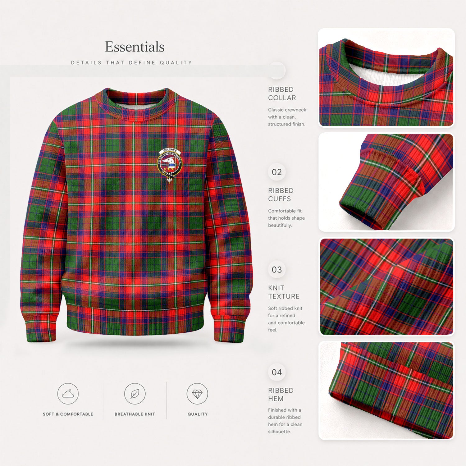 Belshes Tartan Crest Sweater
