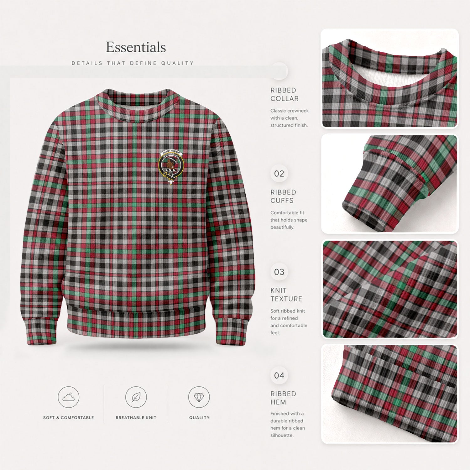 Borthwick Ancient Tartan Crest Sweater