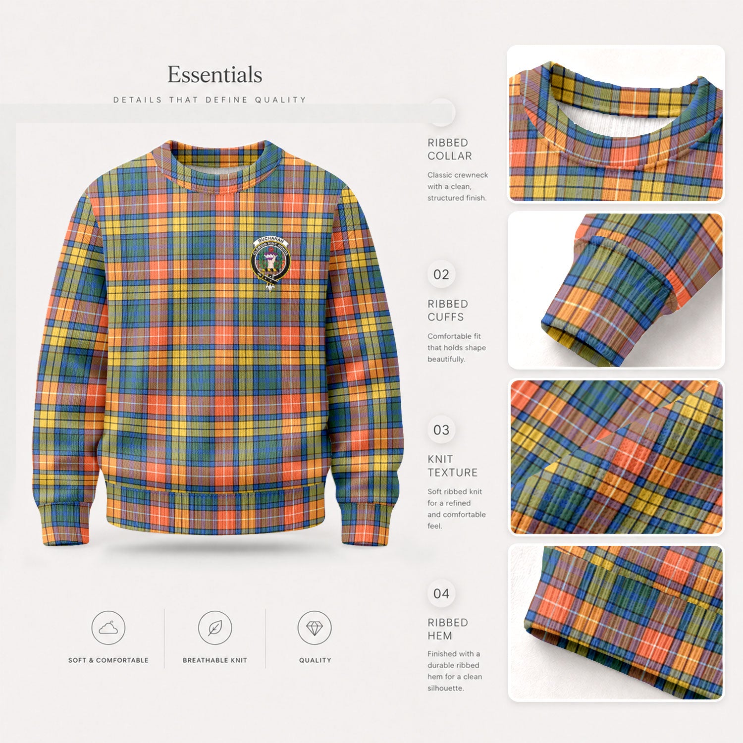 Buchanan Ancient Tartan Crest Sweater